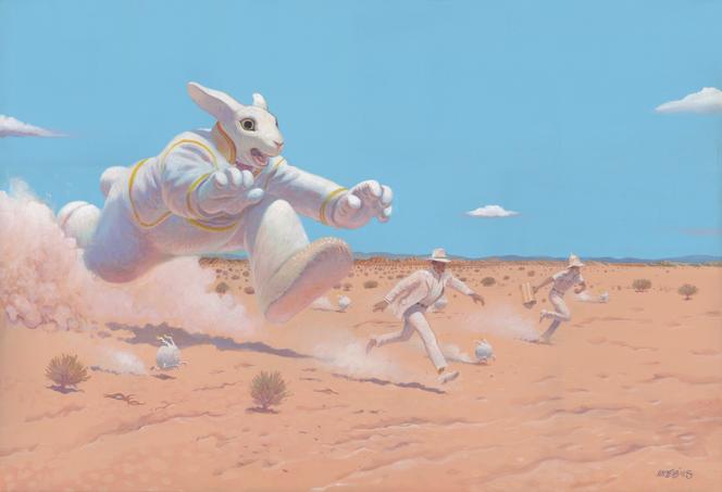 « La Chasse au Major », de Jean Giraud, dit Moebius,  2009, acrylique sur toile, collection privée, courtesy MEL Publisher.
