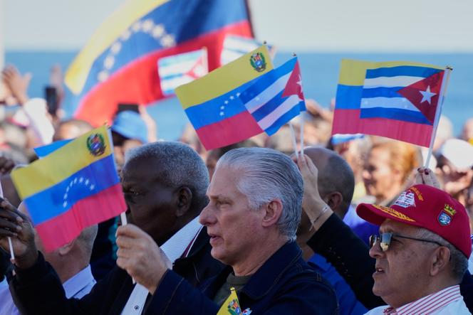 Cuban President Miguel Diaz-Canel attends a rally in Havana, Cuba, January 3, 2026.