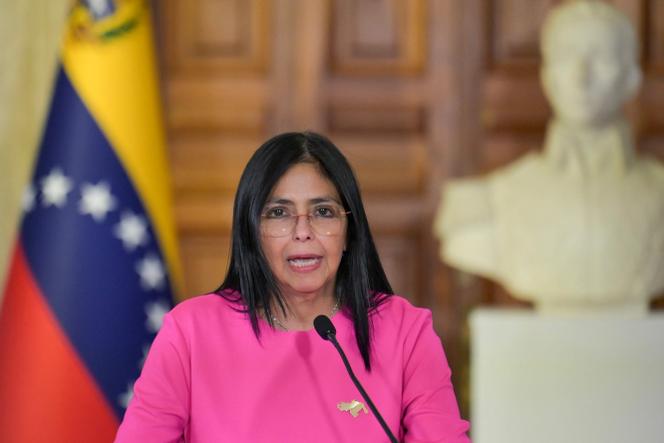 Delcy Rodriguez lors d’une conférence de presse à Caracas, le 11&nbsp;août 2025.
