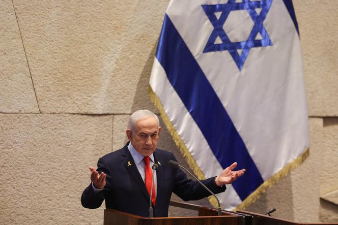 Le premier ministre israélien, Benyamin Nétanyahou, à la Knesset, le Parlement israélien, à Jérusalem, le 5&nbsp;janvier&nbsp;2026. 
