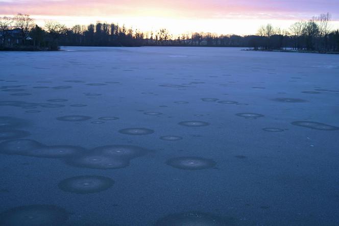 Un étang gelé à Hédé-Bazouges (Ille-et-Vilaine), le 5 janvier 2026.