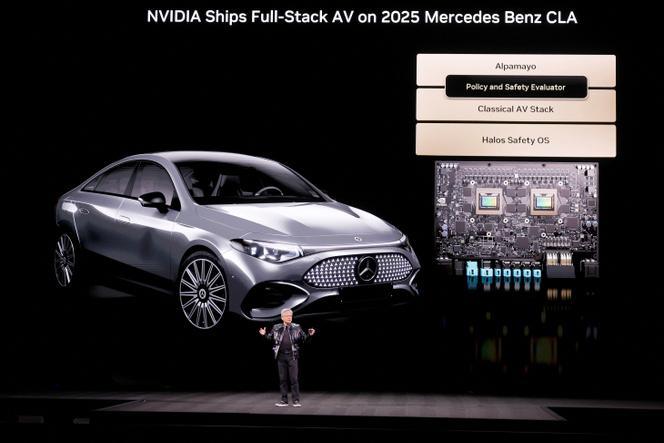 Le PDG de Nvidia, Jensen Huang, lors de la conférence de son entreprise au Consumer Electronics Show, le salon annuel mondial de l’électronique grand public, à Las Vegas (Nevada), le 5&nbsp;janvier&nbsp;2026.