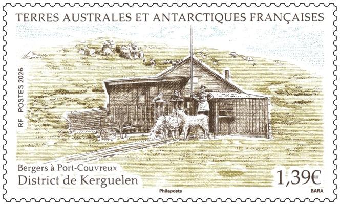 «&nbsp;Bergers de Port-Couvreux. District de Kerguelen&nbsp;», 1,39&nbsp;euro.