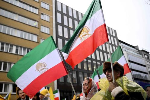 Une manifestation en soutien au soulèvement du peuple iranien, à Bruxelles, le 9 janvier 2026.