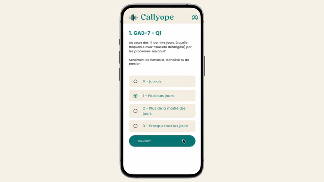 Capture d’écran de la présentation de l’interface de l’application « Callyope » pour smartphone sur la chaîne YouTube de la start-up.