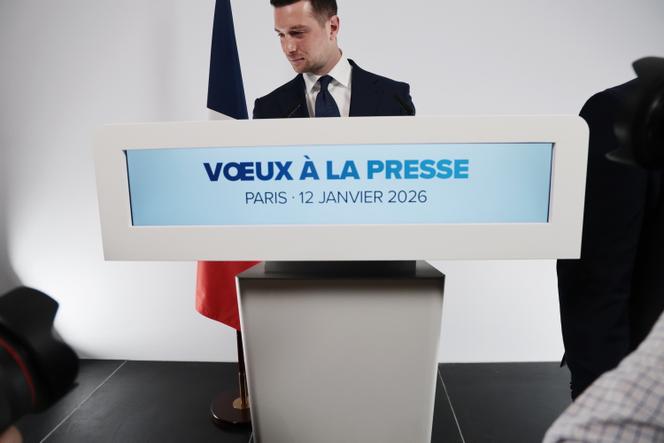 Lors des vœux à la presse de Jordan Bardella, à Paris, le 12 janvier 2026. 
