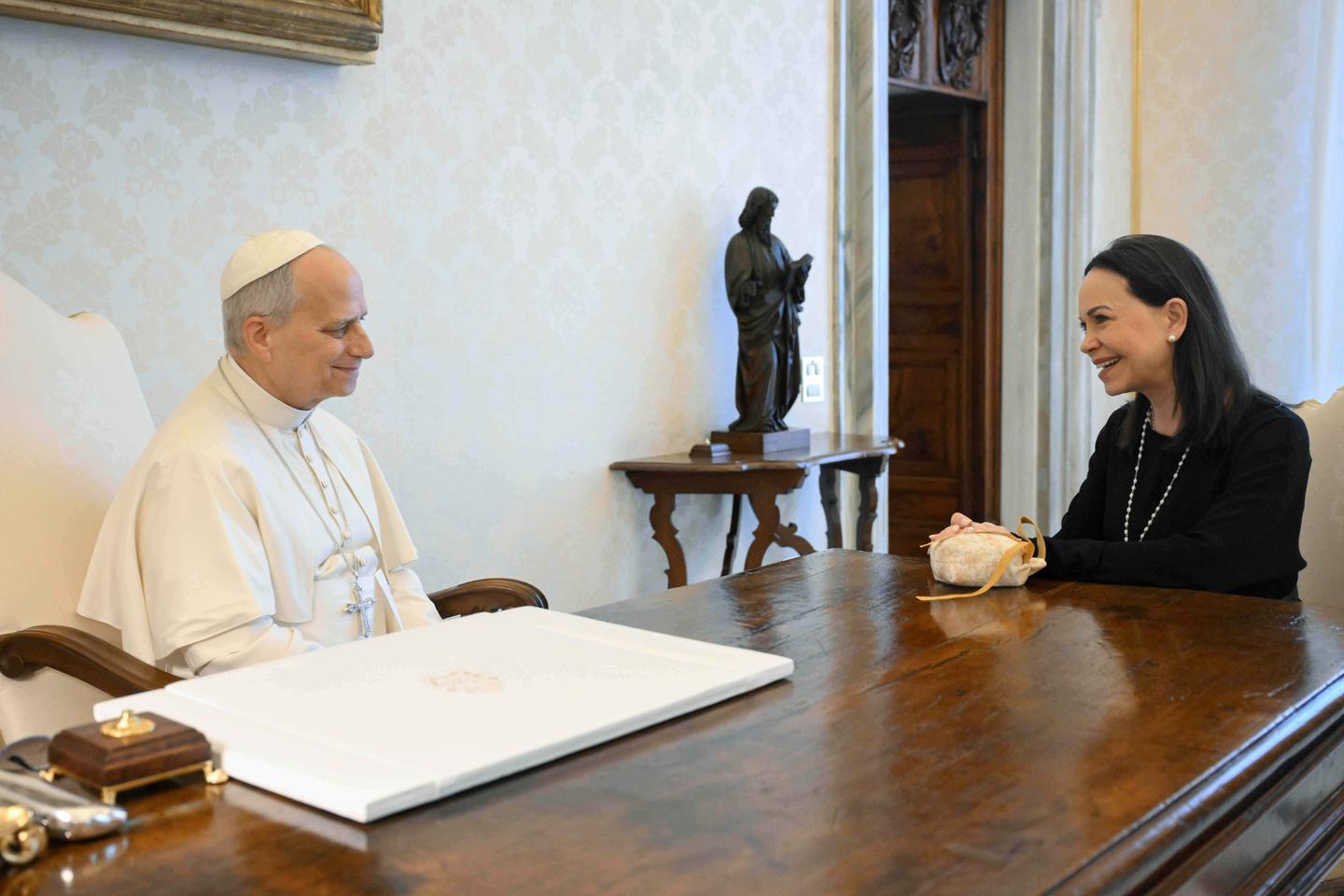 Pope Leo meets Venezuelan opposition leader Maria Corina Machado at the Vatican