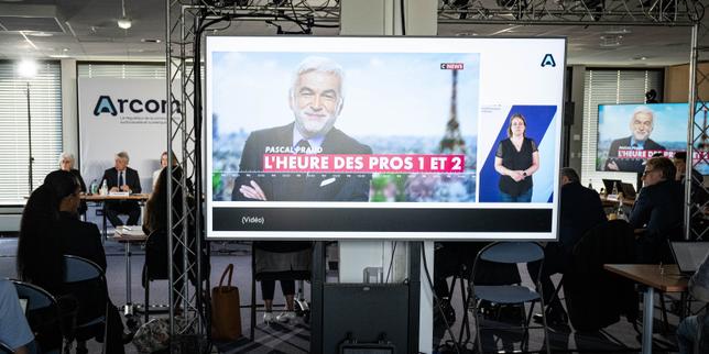 Lors de l’audition de la chaîne CNews par l’Arcom pour l’attribution des fréquences de la TNT, à Paris, le 15&nbsp;juillet&nbsp;2024.