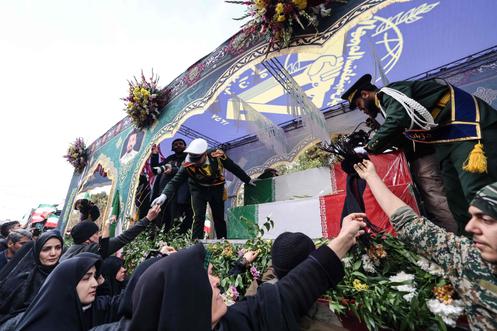 Funérailles des membres des forces de sécurité, à Téhéran, le 14 janvier 2026.