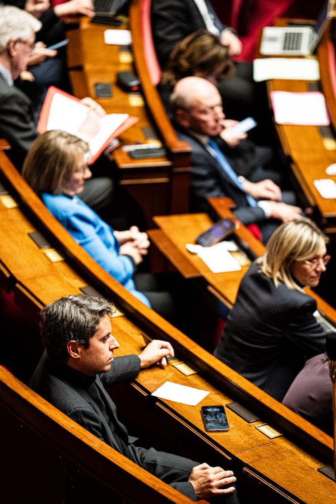 The president of the Ensemble pour la République group, Gabriel Attal, during the Questions to the Government session, at the National Assembly, in Paris, January 13, 2026.