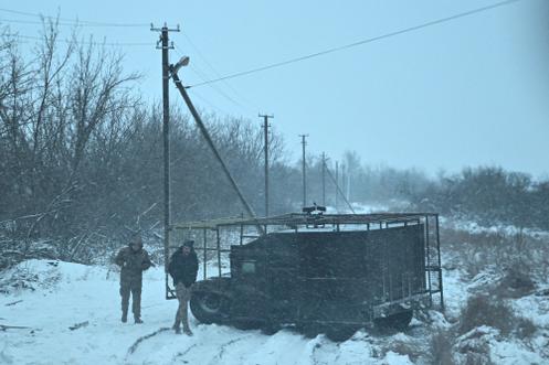 Des militaires ukrainiens, dans l’oblast de Zaporijia, (Ukraine), le 16 janvier 2026.