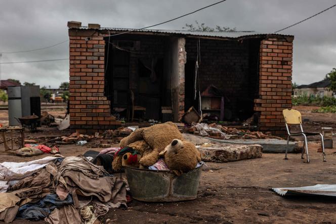 Une maison endommagée par les inondations à la suite des fortes pluies qui se sont abattues sur une grande partie de la province du Limpopo. Dans le village de Mbaula (Afrique du Sud), le 17 janvier 2026.