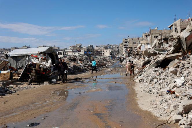 
Dans le camp de déplacés de Jabaliyah, dans le nord de la bande de Gaza, le 17 janvier 2026.