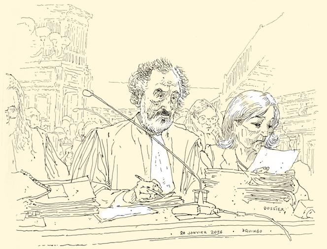 Marine Le Pen and her lawyer, Rodolphe Bosselut, at the Paris Court of Appeal, January 20, 2026.