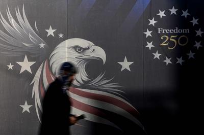 In front of the United States headquarters at the World Economic Forum in Davos, Switzerland, on January 20, 2026.