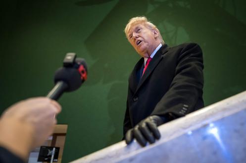 Le président américain, Donald Trump, au centre des congrès, lors de la réunion annuelle du Forum économique mondial, à Davos, le 21 janvier 2026.