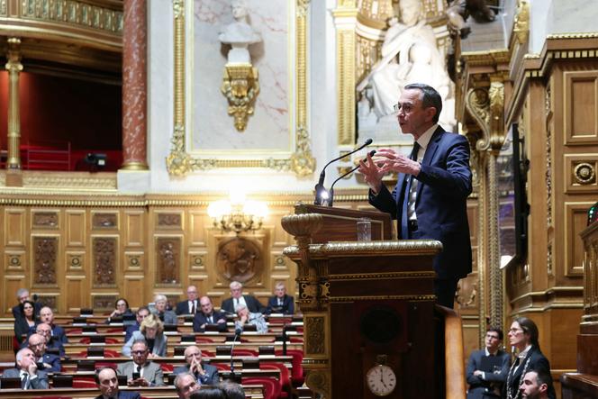 Le président du groupe Les Républicains, Bruno Retailleau, à la tribune du Sénat, à Paris, le 20 janvier 2026.