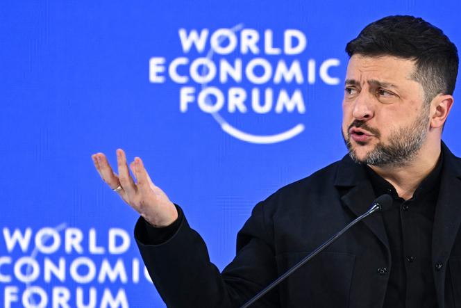 Le président ukrainien, Volodymyr Zelensky, lors de la réunion annuelle du Forum économique mondial, à Davos (Suisse), le 22&nbsp;janvier&nbsp;2026. 