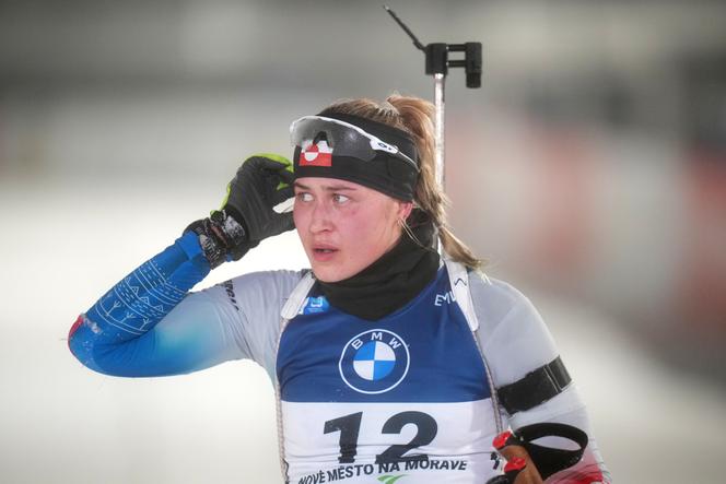 La Groenlandaise Ukaleq Slettemark après l’individuel femmes de la Coupe du monde de biathlon à Nove Mesto, en République tchèque, le 23&nbsp;janvier 2026.