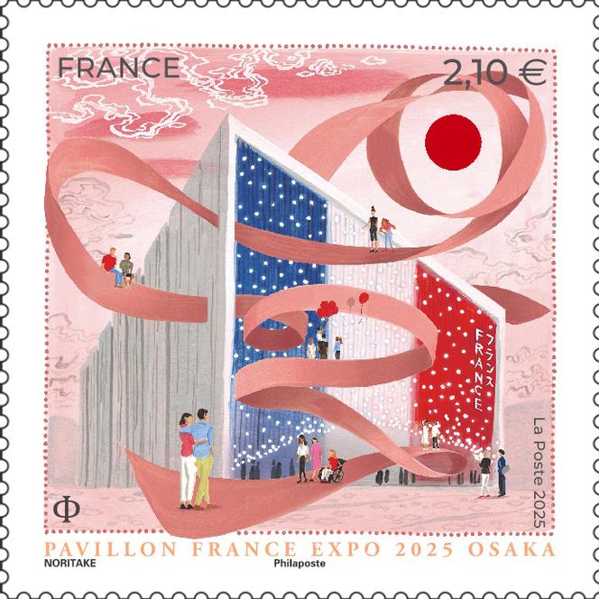 Timbre à 2,10 euros (tarif de la lettre Internationale) sur le pavillon de France à l’Exposition universelle d’Osaka. Création Yukiko Noritake. architectes Thomas Coldefy et Carlo Ratti. Tirage : 660 000 exemplaires.