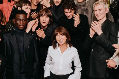 Véronique Nichanian and the models from her final Hermès runway show in Paris, January 24, 2026.