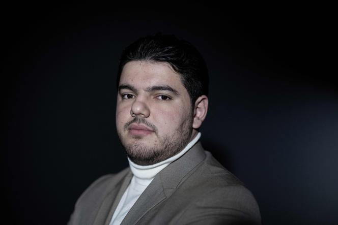 Amine Kessaci poses during a photo shoot in Paris, December 26, 2025.