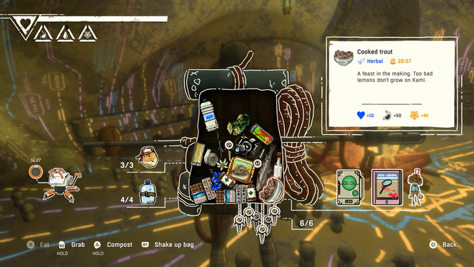 Notre sac à dos s’ouvre comme un inventaire qu’il est possible d’optimiser lors des moment de calme.