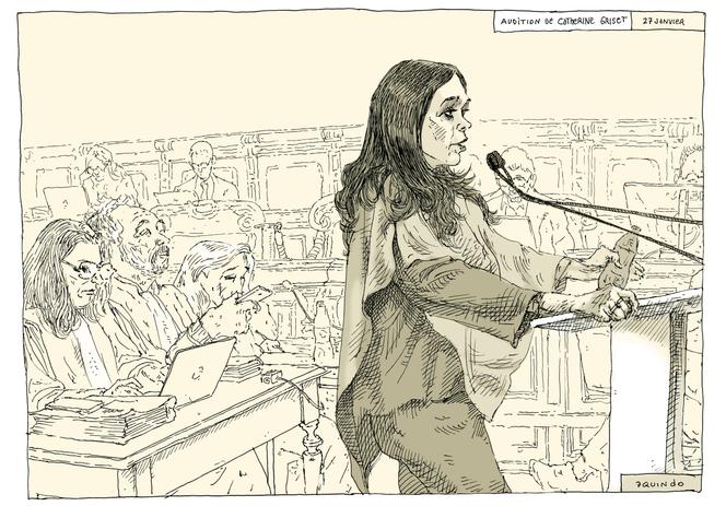 Catherine Griset, collaboratrice de Marine Le Pen, devant la cour d’appel de Paris, mardi&nbsp;27&nbsp;janvier&nbsp;2026.