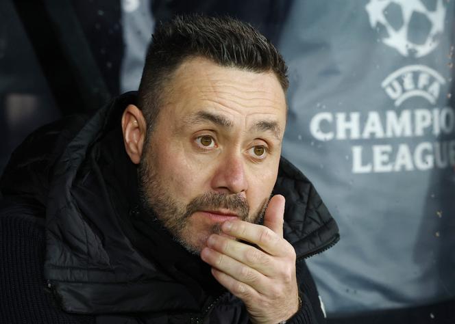 Roberto De Zerbi, lors d’un match de Ligue des champions de l’Olympique de Marseille, à Bruges (Belgique), le 28 janvier 2026.