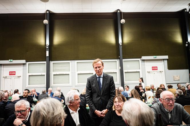 Le député (LIOT) Harold Huwart, lors de la 117ᵉ édition du banquet Marceau, à Mainvilliers (Eure-et-Loir), le 14 mars 2025.