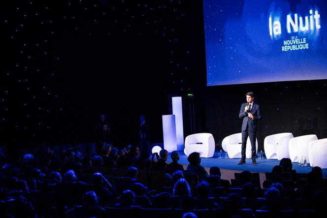 Le secrétaire général de Renaissance, Gabriel Attal, lors de «&nbsp;La Nuit de la nouvelle République&nbsp;», au Palais Brongniart, à Paris, le 27&nbsp;janvier&nbsp;2026.