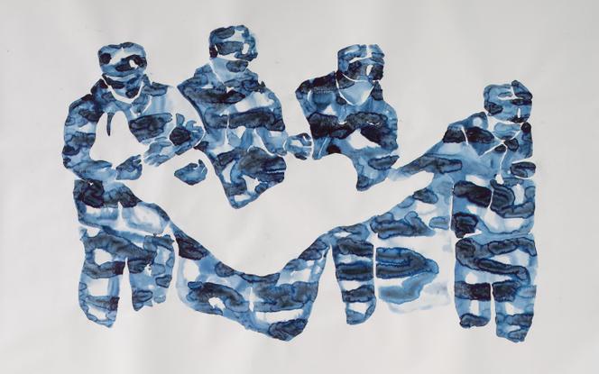 « More Than Us », de Katya Muromtseva (2017). Aquarelle sur papier (234 x 150 cm).