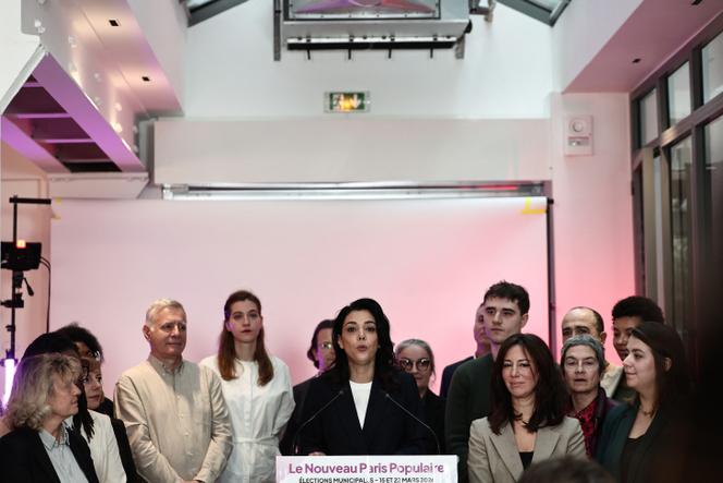 Sophia Chikirou, tête de liste La France insoumise (LFI) pour les municipales à Paris, lors du lancement de sa campagne, le 14 novembre 2025.