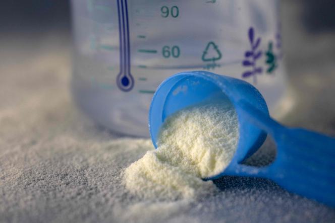 This photograph shows a spoonfull of infant milk formula in Quimper, western France January 29, 2026.