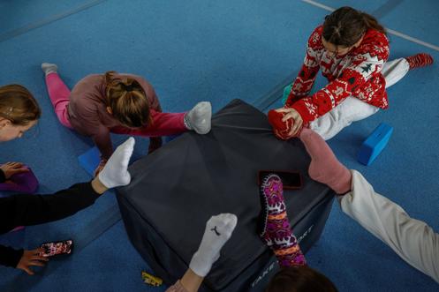 Echauffement dans une salle de gymnastique de Kiev, le 29 janvier 2026.