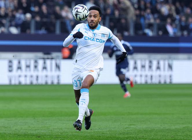  Pierre-Emerick Aubameyang lors du match de Ligue 1&nbsp;face au Paris FC, au stade Jean-Bouin le 31&nbsp;janvier 2026. 