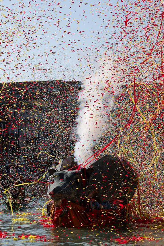 « Pantegana », lors de la fête de l’eau, à Venise (Italie), le 1ᵉʳ février 2026.