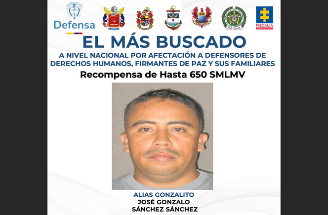 Avis de recherche de la police colombienne concernant José Gonzalo Sanchez.