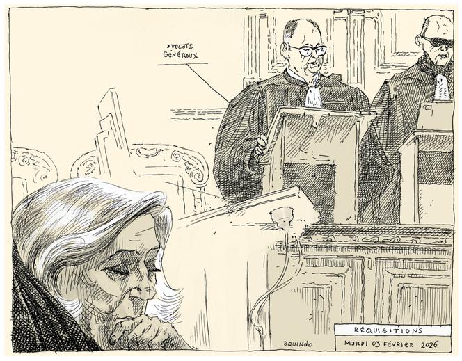 Lors des réquisitions du procès en appel des assistants du Front national, à la cour d’appel de Paris, le 3 février 2026.