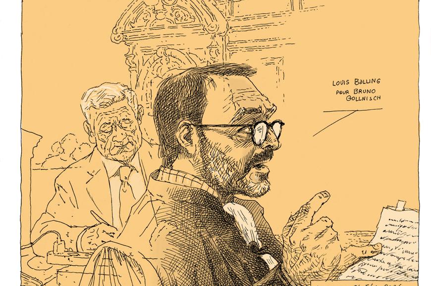 Plaidoirie de Louis Balling, avocat de Bruno Gollnisch, au palais de justice de Paris, le 4 février 2026.