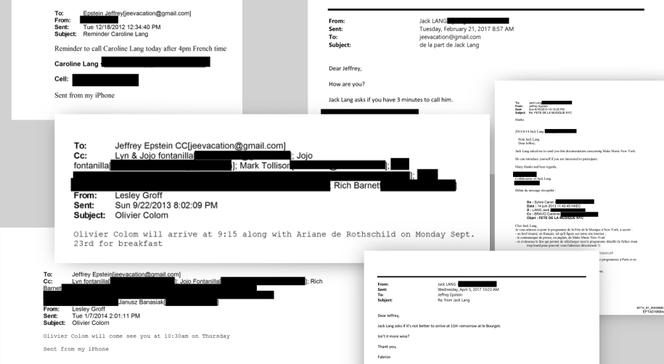 Extraits des emails de Jeffrey Epstein, révélés par le ministère américian de la justice le 30 janvier.