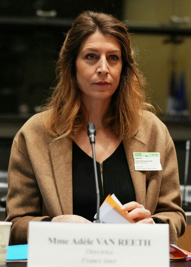 Adèle Van Reeth, devant la commission parlementaire sur la neutralité, le fonctionnement et le financement de la radiodiffusion publique, à l’Assemblée nationale, à Paris, le 18 décembre 2025. 