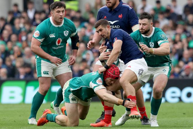 L’arrière du XV de France Thomas Ramos, lors d’un match du Tournoi des six nations face à l’Irlande, le 8&nbsp;mars 2025&nbsp;à Dublin.