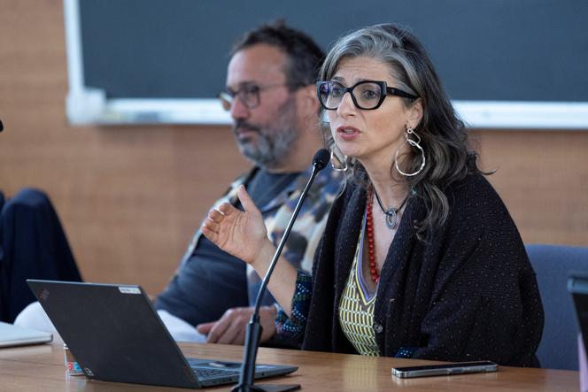 La rapporteuse spéciale des Nations unies pour les territoires palestiniens occupés, Francesca Albanese, à l’université Roma Tre, à Rome, le 6&nbsp;octobre&nbsp;2025. 