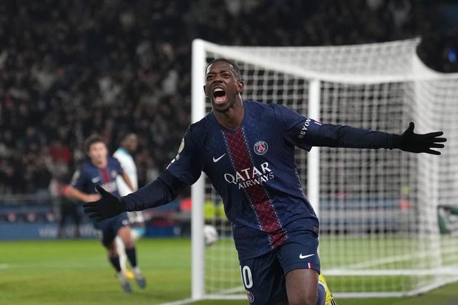 Ousmane Dembélé reage após marcar contra o Olympique de Marseille no Parc des Princes, em Paris, em 8 de fevereiro de 2026.