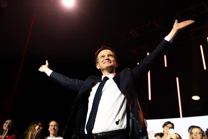 Pierre-Yves Bournazel, secrétaire général du parti Horizons et conseiller municipal de Paris, lors du lancement de sa campagne pour la mairie de Paris, au Trianon, le 3 juin 2025.