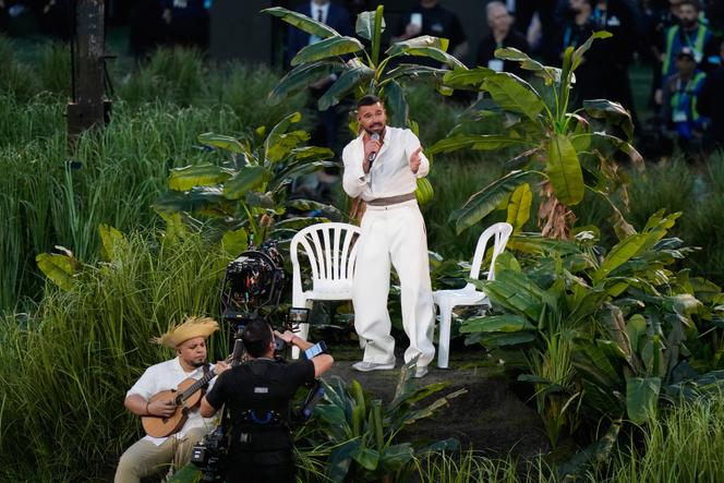 Ricky Martin performs with Bad Bunny during halftime of the NFL Super Bowl 60 football game between the Seattle Seahawks and the New England Patriots, in Santa Clara, California, on February 8, 2026.