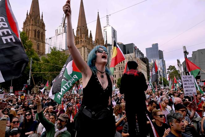 Lors d’un rassemblement contre la visite d’Etat du président israélien Isaac Herzog, à Melbourne, le 9 février 2026.