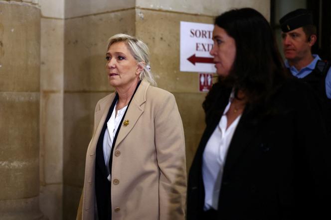 MP (Pas-de-Calais, National Rally) Marine Le Pen and European MP (RN) Catherine Griset, at the Paris courthouse, February 11, 2026.
