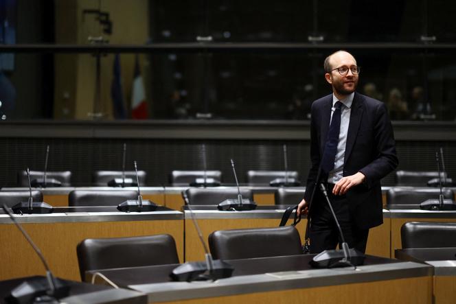 Jérémie Patrier-Leitus, du groupe parlementaire Horizons et indépendants (HOR), président de la commission d’enquête sur l’audiovisuel public, le 12&nbsp;février 2026&nbsp;à l’Assemblée nationale, à Paris.